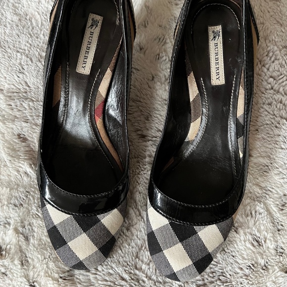 Burberry nova check canvas/black patent leather kitten heels size EU39/US7 - Picture 4 of 5